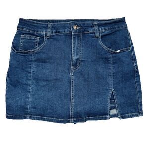 Uvamia Skort Skirt Shorts M (30x14.5) Dark Wash Blue Denim Stretch Womens